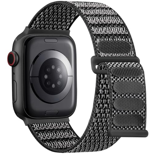 Lenrao Sport Loop Compatible with Apple Watch Bands for Men Women 44mm 45mm 46mm 49mm 42mm, Sof tNylon Wrist Straps for iWatch Bands for Series 11/10/9/8/7/6/5/4 Ultra SE 3/2/1 BlackGrey