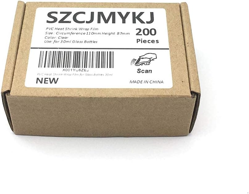 200Pcs PVC Heat Shrink Wrap Film for Glass Bottles 30ml, Clear Heat Shrink Wrap/Shrink Wrap Bottle