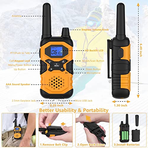Long Range Walkie Talkies 6 Pack Rechargeable Walkie-Talkies For Adults Long Distance - 2 Way Radios Walkie Talkies Frs Work Hunting Walkie Talkies With Headsets Noaa 2Xusb Charger 6X4500Mah Batteries #TOP3