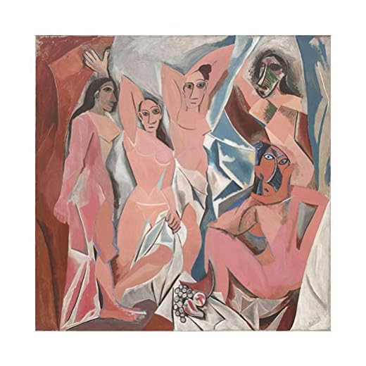FBART Pintura Al Óleo Reproducción Arte De Pared, Lienzo Sin Marco Lámina Giclée Les Demoiselles D'avignon De Pablo Picasso, Pinturas Al Óleo Modernas del Arte De La Pared Impresas En Lona,40×40cm