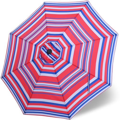 Image of MASTERCANOPY Patio Umbrella 10 ft Replacement Canopy for 8 Ribs-Navy&Red Stripe Canopy Only