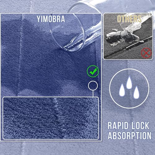 Image of Yimobra Memory Foam Bathroom Rugs Sets 2 Piece - Super Soft Absorbent Quick Dry Bath Mat Set, Machine Washable Non Slip Floor Carpet for Tub Shower & Single Sink (17x24 & 31.5x20 Inch, Navy Blue)
