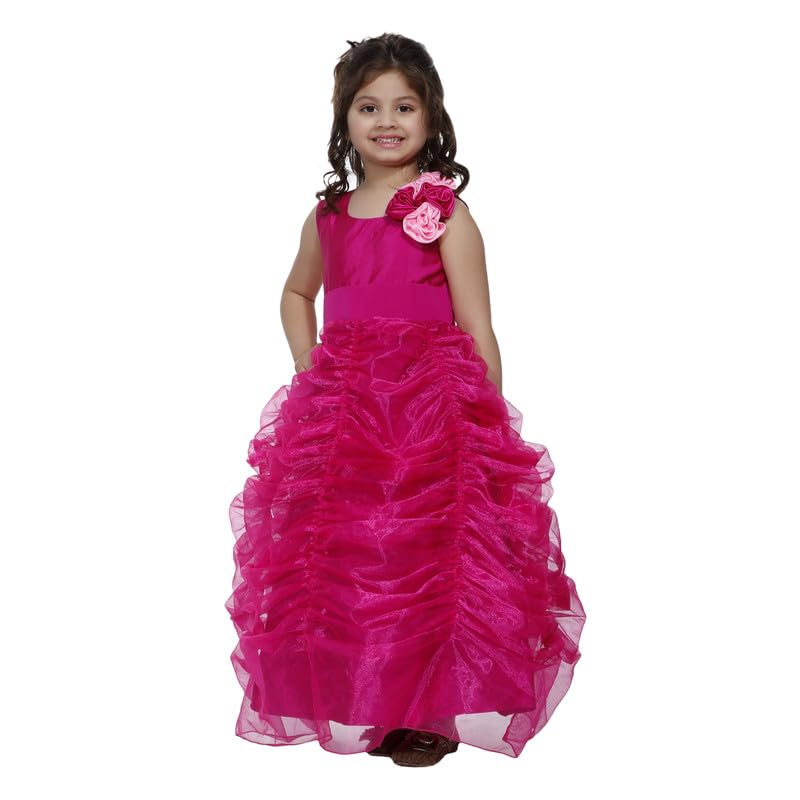 Image of Ripening Pink Net Round Neck Sleeveless Maxi Dress