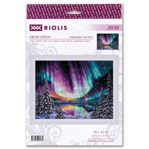Image of RIOLIS - Northern Fairytale 2038, Cross Stitch Kits 15 inchx11, Cross Stitch Kits for Beginners & Advanced, Crossstitching Kits Adult, Counted Stitching Kits, Embroidery Kit