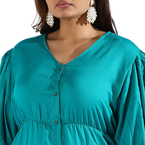 Image of Instafab Plus Women's Multicolour Printed Midi Length Short Sleeve Regular Fit Wrap Dress for Casual Wear | Modern Clothing Dress Crafted with Comfort Fit for Everyday Wear, 3XL