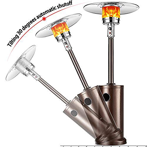 Bloomn Patio Heater Propane Gas Portable Commercial Outdoor Heater 48000 BTU Floor Standing with Wheels for Garden Wedding,Party (Brown)