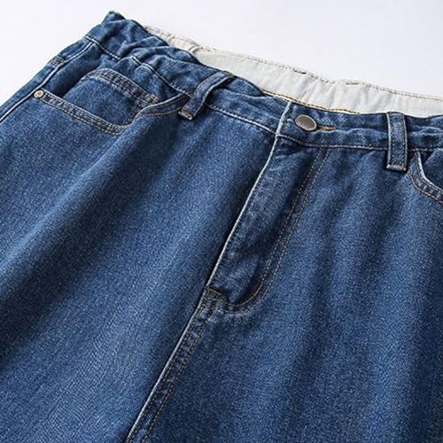 Lu's Chic Men's Autumn Denim Pants Button Jeans Casual Cotton Comfy Bottom Closed Longline Trousers2