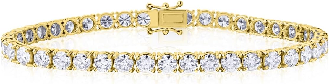 The Diamond Channel CERTIFIED 14 Karat Solid Gold LAB GROWN Diamond Tennis Bracelet