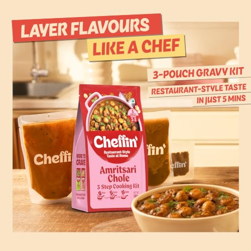 Image of Cheffin' Amritsari Chole, 300g | Chef Curated Gourmet Cooking Kit | Ready in 5 Min | 100% Natural, No Preservatives | Serves 2-3 (Pack of 2)