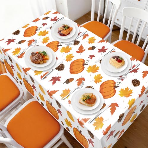 Image of Childom 3 Pack Thanksgiving Tablecloth,Thanksgiving Decorations 54x108 Inch Disposable Plastic Tablecloth,Fall Pumpkin Maple Leaf Party Table Cover for Home Table Decor Dinner Birthday Party Supplies