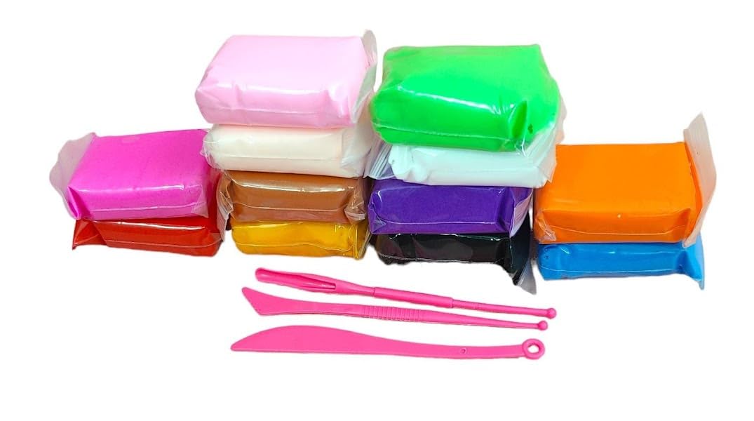 TERA 13 Clay, Creative Art and Craft Air Dry Super Clay with Carving Molding Tools Kit for Girls and Boys Clay Set for Kids Clay with Tools Different Color, Birthday Return Gift (1)