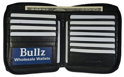 Genuine leatherEuro Style Zip-around(Zipper) Hipster Mens wallet2