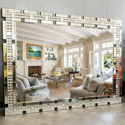 Chende 32" x 47" Crystal Large Wall Mirror for Decor Living Room - image 1