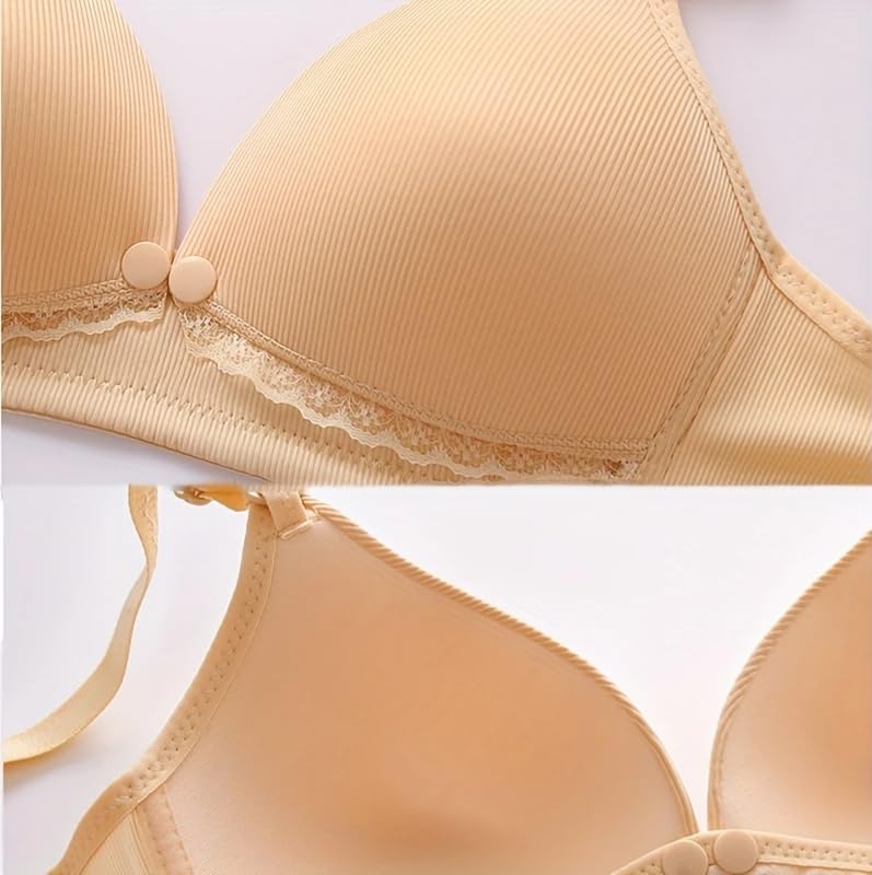 Celary Women's Cotton Wire Free Classic Nursing Padded Bra (Pack of 2) (Feeding2- Pink,Biege_36) - Image 6 thumbnail