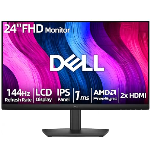 Image of Dell 24 inch FHD Monitor, 144Hz IPS Panel LCD Display,1ms Response Time, AMD FreeSync, Eye Comfort Technology, HDMI x 2, Tilt & Height Adjustable Stand, for Gaming, Home Office and Streaming