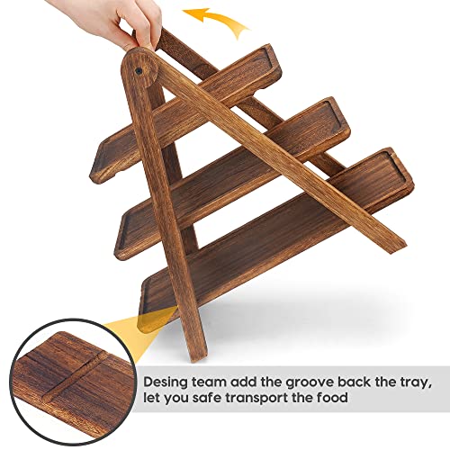 image for Manspdier Wood 3 Tier Serving Tray Three Tiered Cupcake Stand, Rectang