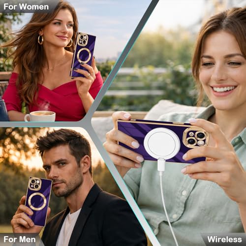 Coque iPhone 15 violette magnétique transparente avec dos antichoc - 7