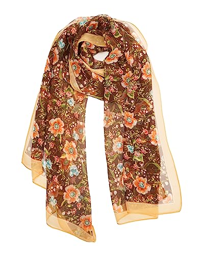 YOUR SMILE Ladies/Women's Lightweight Floral Print/Solid Color mixture Shawl Scarf For Spring Summer season (207)
