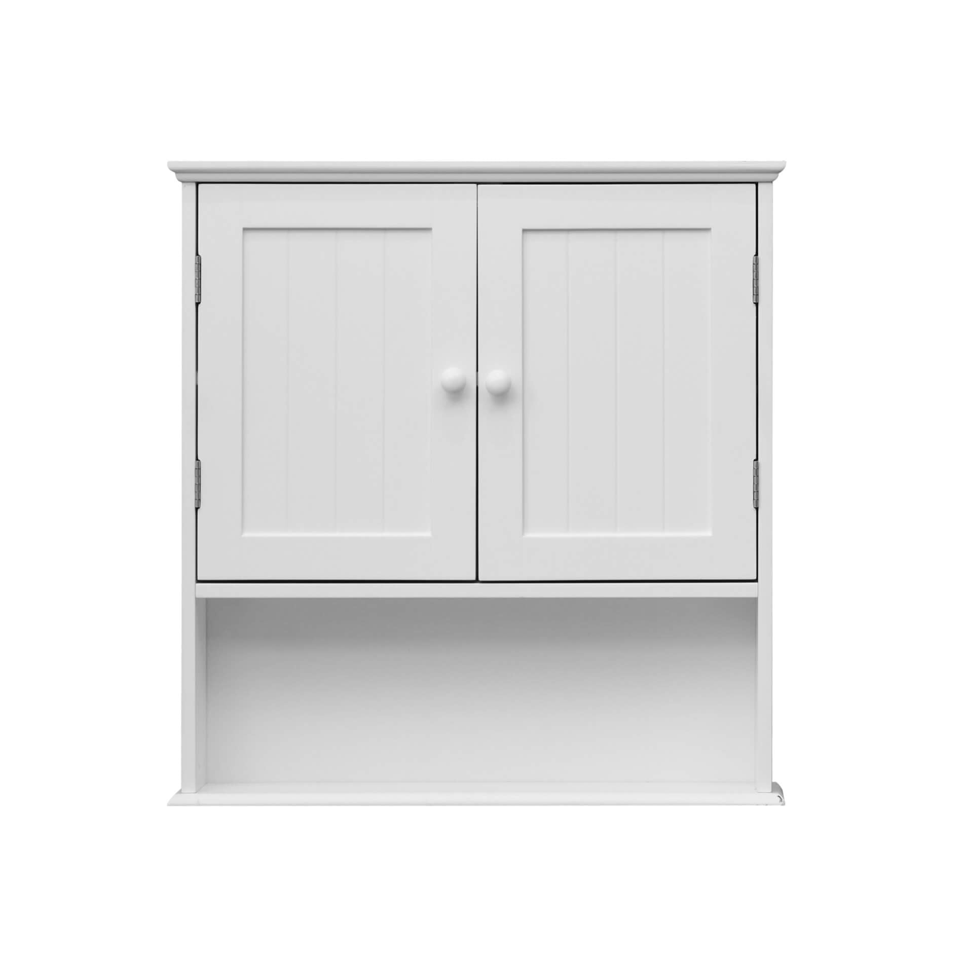 Rebecca Mobili Armario De Pared para Baño, MDF, Blanco, 2 Puertas, 1 Estante, Colgante, Dispensador De Maquillaje - Dimensiones: 58 × 56 × 12 cm (A x AN x FON) - Art. RE6679