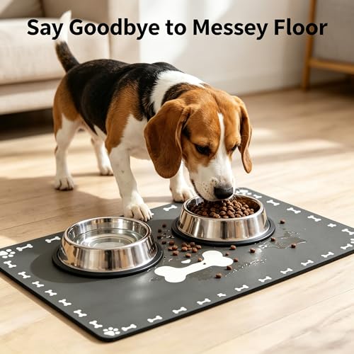 Pet Feeding Mat Absorbent Dog Cat Mat for Food and Water 24"x16" Easy Clean Dog Food Mats Quick Dry Water Dispenser Puppy Supplies Accessories Floor Protection - image 2