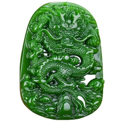 XIALON Collier avec pendentif dragon du zodiaque en jade vert naturel sculpté à la main Cover