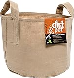 Hydrofarm Dirt Pot with Handle, 15 Gallon, Tan Flexible Portable Fabric Planter,