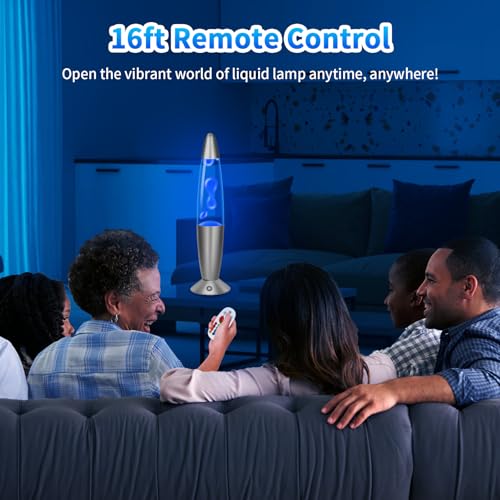 Image of Liquid Motion Lamp with Remote, 17 Color Changing Night Light, 13.5 Inch RGB LED Table Lamp for Kids & Adults, Home Decor, Christmas, Party, Blue Wax