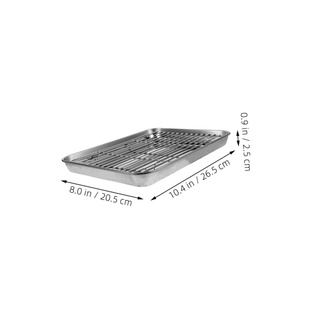 Toyvian Bandeja para Galletas con Rejilla de Alambre 26,5x20,5x2,5 Cm Acero Inoxidable 304 Resistente al Calor para Horno Cocina Doméstica y Profesional Juego 2 Piezas para Freír