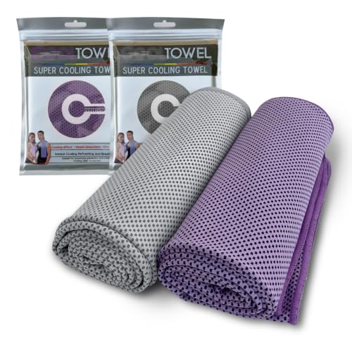 EeGo Cooling Towel 2 Pack Microfiber Chilly Cooling Towel for Neck and Face 39.37 x 11.81 Inch