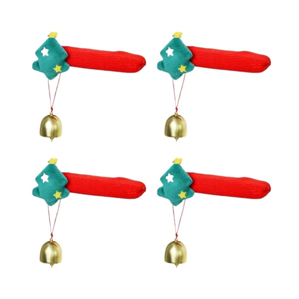 Tianshengqi C Pack Of 4 Door Handle Overs With Hanging Bells Festives Knob Sleeve Decors For Home Holiday Decoration(C)