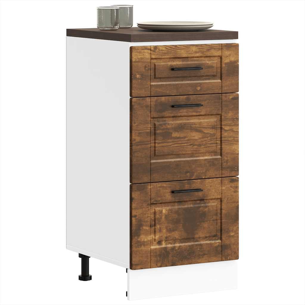 Küchenunterschrank Porto Räuchereiche, Holzwerkstoff, 40x46x81,5 cm, mit verstellbaren Füßen, ideal für Küche, Speisekammer Lagerung