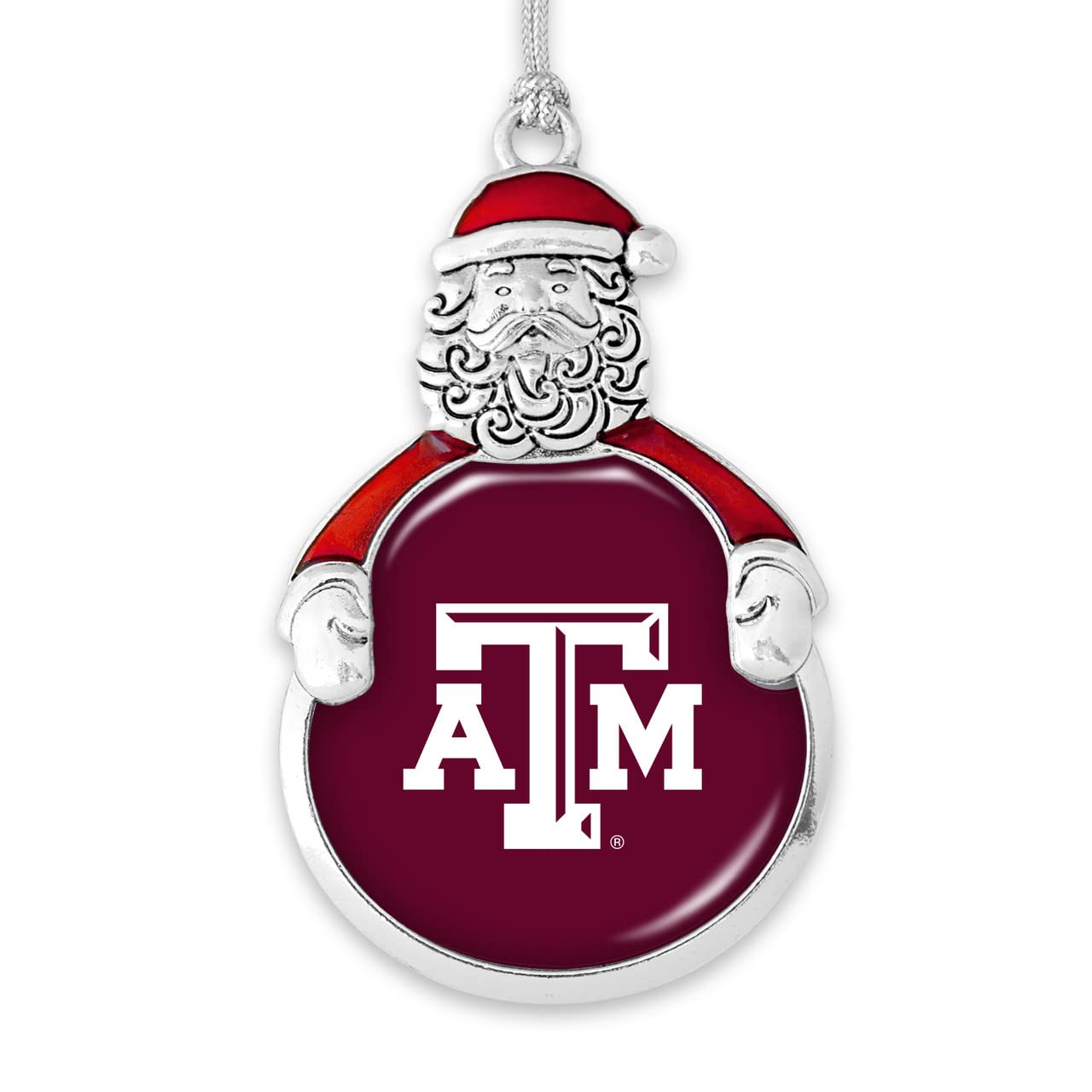 From the Heart Enterprises Texas A&M Santa with Team Logo Silver Metal Christmas Ornament Gift Tree Decoration TAMU