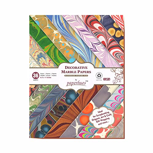Paperhues Marbled Handmade Scrapbook Papers Collection 8.5X11" Pad, 36 Sheets #TOP11