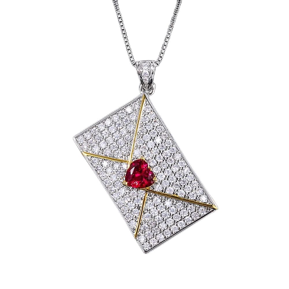Collares con Colgante de sobre de Cuarzo Rosa y topacio Esmeralda de 7x7mm, Accesorios de joyería para Mujer