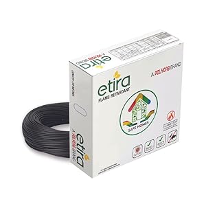 Polycab ETIRA Flame Retardant House Wire PVC Insulated Copper Cable Electric Wire (0.75 SQMM, Black, 90m)