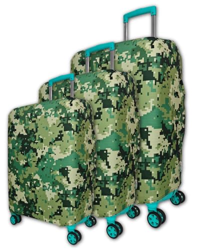 Image of Army Printed Luggage Cover for Traveling Bag & Suitcase - Stretchable & Scratchproof Trolley Protector with Velcro Lock & Lightweight Washable Material(Suitcase Not Included, Only Cover in Product)