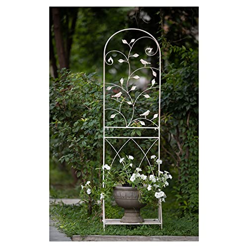 オベリスク、庭のレトロなオベリスクの金属のトレリスの花のサポート プランターフェンス 幅50cm 高さ180cm ガーデニング 柵 園芸用品 (レトロホワイト)