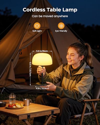 Image of Shower Lamp Waterproof, Cordless IP65 Shower Lights for Inside Shower, 7500mAh Rechargeable Battery, 3 White Tones & 15 RGB Stepless Dimming LED Table Lamp for Bathroom Bathtub Patio Outdoor