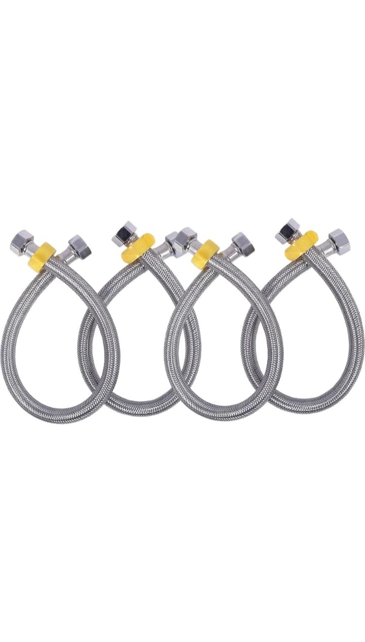 18 Inch SS 304 Heavy Duty Connection Pipe/Stainless Steel With Brass Nut Connection Pipe Hot And Cold Water Geyser/Wash Basin Mixer Connection pipe (4 Pc Set) (B0CM8Z1M56) Amazon Price History, Amazon Price Tracker