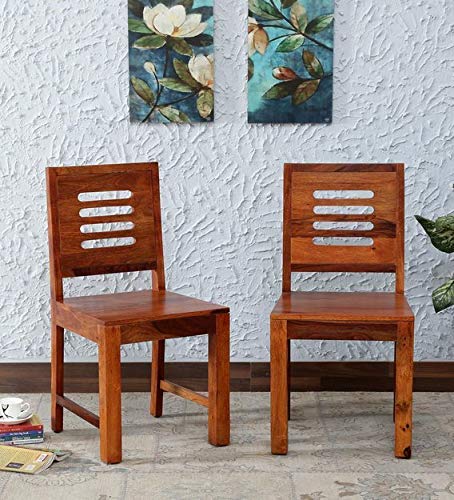 Ramwood Furniture Solid Sheesham Wood Dining Chairs Only | Wooden Set of 2 Dinning Chair for Kitchen & Dining Room | Chairs Without Cushion | Honey Brown Finish-picture-12