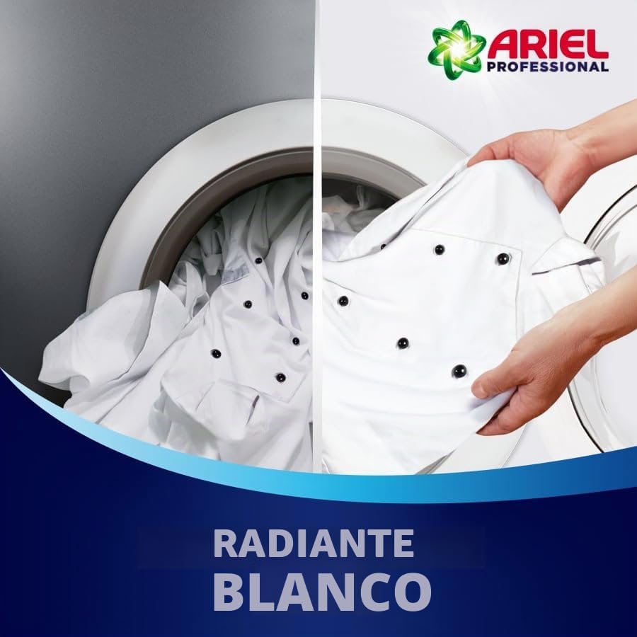 Ariel Detergente en polvo profesional Universal+, combate todo tipo de manchas de grasa, para uso profesional