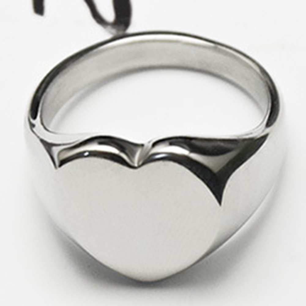 Jude Jewelers Stainless Steel Heart Shaped Classical Simple Plain Signet Style Wedding Promise Anniversary Ring