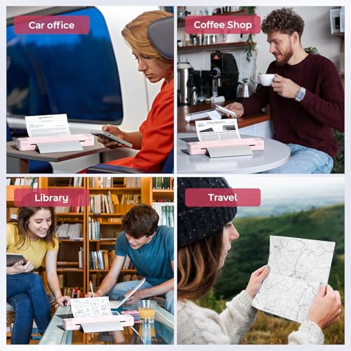 Image of Mobile Portable Wireless Printer, P831 Portable Thermal Transfer Printer, Bluetooth & Inkless, 300DPI, Support US Letter /A4 /A5 /B5 Plain Paper, Ideal for Business Travel