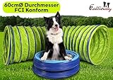 Callieway® Dog Agility Tunnel Profi Hunde Tunnel Agility Gerät (Stützsandsäcke bereits inklusive) (3m, limettengrün)
