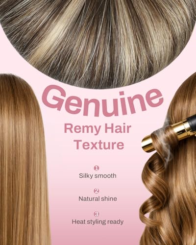Image of Moresoo Clip in Hair Extensions Human Hair, 20inch Seamless Genius Weft | Hair extensions clip ins, medium brown to warm caramel, 130g 7pcs, for event styling, warm caramel glow, salon look