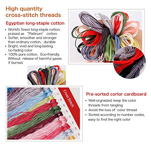 Image of ITSTITCH Printed Cross Stitch Kits 11CT 26X25 inch 100% Cotton Holiday Gift DIY Embroidery Starter Kits Easy Patterns Embroidery for Girls Crafts DMC Stamped Supplies Needlework Art of Hummingbirds