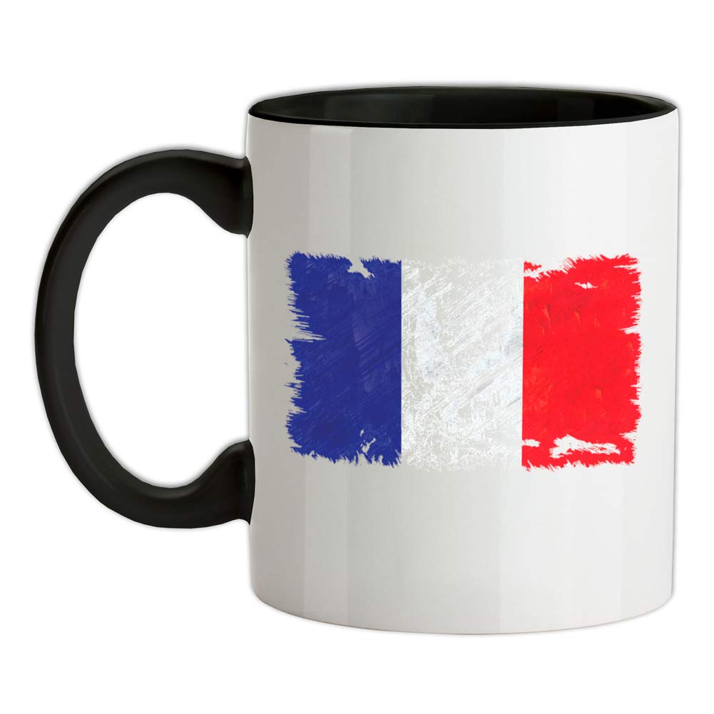 France Grunge Style Flag - 11oz - Ceramic Two-Tone Mug for Coffee/Tea
