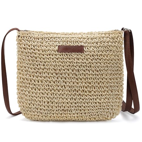 Ayieyill Straw Clutch Bags for Women Shoulder Bag Crossbody Bag Summer Beach Straw Bag Hand-Woven