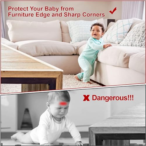 Image of Edge Corner Protector for Baby, E-PRONSE 9.8ft Corner Protector Baby with 4 Corner Guards,Furniture Corner Guard & Edge Safety with Strong Adhesion, 3M, Clear
