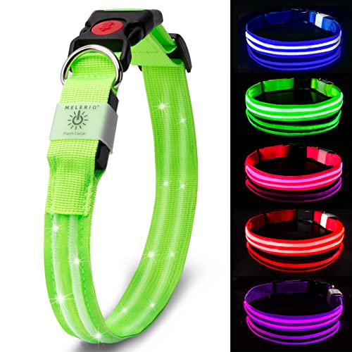 MELERIO LED Leuchthalsband Hundehalsband USB Wiederaufladbar Wasserdicht Halsband Hund Klein Groß Mittel Super Helle Sicherheit für Die Nacht Cover